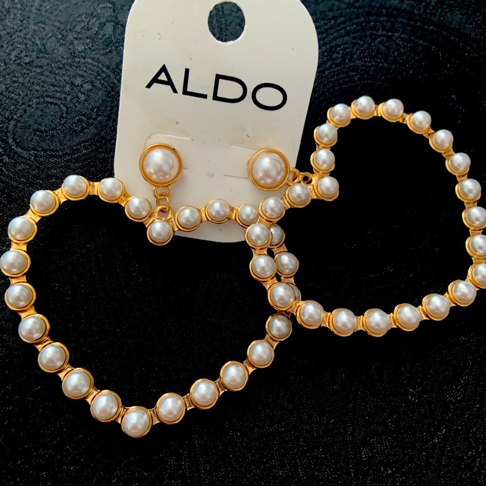 Aldo Women’s Fashion Heart Pearl Earrings